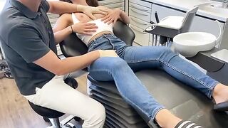 A hot doctor checked her perfect boobs and ass instead of teeth!