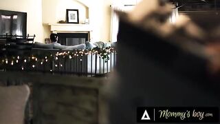 A busty stepmom, Rachael Cavalli, gets turned on after catching her sex-addicted stepson masturbating