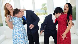 Pervert stepsons can't talk to girls, so their busty stepmoms teach them sex skills