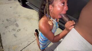 Truck stop fuck in the parking lot with ebony slut
