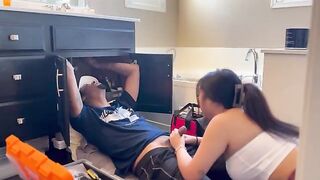 Asian woman pays repairman with her pussy