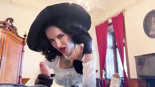 Tall Lady Dimitrescu fucks and sucks cock in this Resident Evil parody