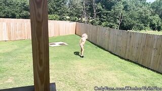 Nude sex on the backyard porch, hurry up!