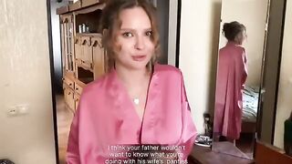 Pervert guy jerked off stepmom’s panties, got sprayed on the face
