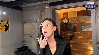 Spied on Eva Soda in shower, stepped on her pussy