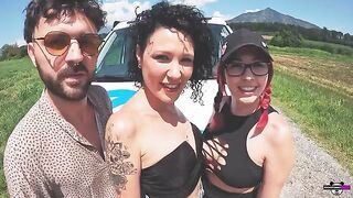 Foursome sex with Italian girls in a camper van