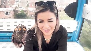 Blonde teen gets fucked outdoors by a random guy on a cable car in Cali