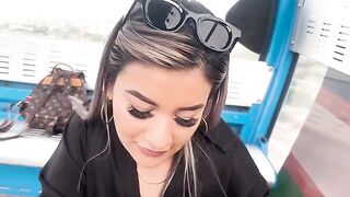 Blonde teen gets fucked outdoors by a random guy on a cable car in Cali