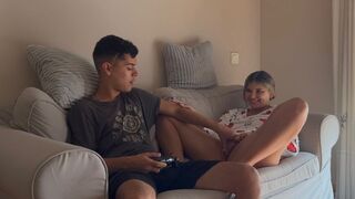 A stepsister is preventing her brother from playing video games until she gets her way