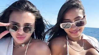 Two girls seduced a boat captain and got his cum in their mouths