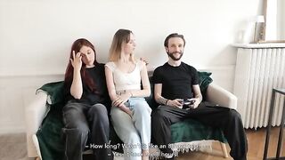 Two French amateurs share a man’s dick in an intense threesome