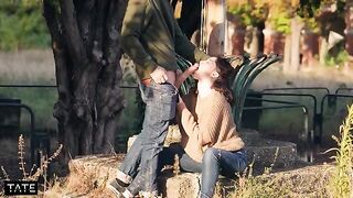 Sex in public place with risk of being caught for hot teen
