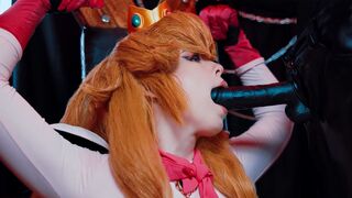 Bowser fucked Princess Peach hard with his huge black cock in a rough session