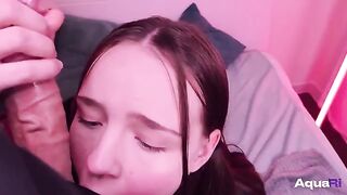 Cute Russian schoolgirl swallows cock with incredible pleasure