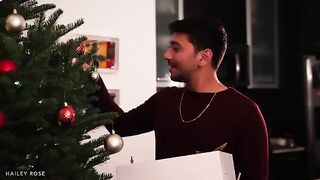 Christmas surprise for the young couple - two big natural boobs to fuck with