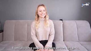 A cute girl with a big ass at her first porn casting