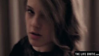 A sexy girl with big natural tits plays with her boobs and makes milk squirt