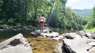 Outdoor sex of real couple AmyGabe on a mountain hike