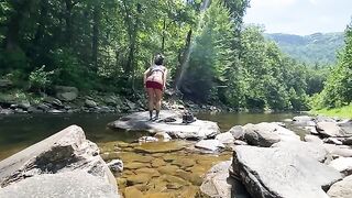 Outdoor sex of real couple AmyGabe on a mountain hike