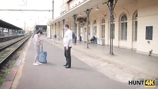 Hunter catches girl at the train station and pays her for sex in cash
