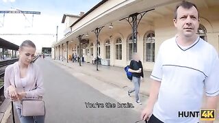 Hunter catches girl at the train station and pays her for sex in cash