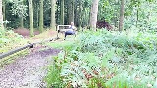 The beautiful jogger in black legging is fucking in the forest during her workout