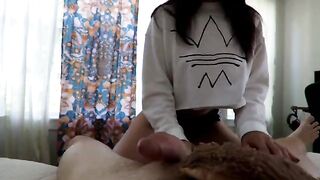 A nice morning treat from an amateur couple in reverse cowgirl action
