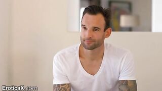 The tattooed Frenchman and hot Latina Eliza Ibarra dance sensually in their underwear