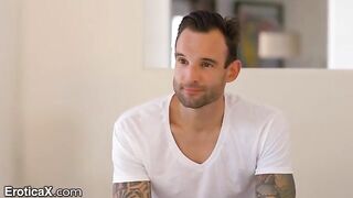 The tattooed Frenchman and hot Latina Eliza Ibarra dance sensually in their underwear