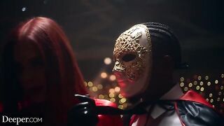 Four slaves serve the Mistress in an intense scene by Deeper