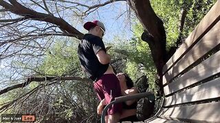 Busty Girl Almost Got Caught Giving Head by the Lake in a Risky Spot