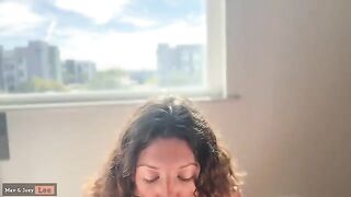 A cute wife got fucked in front of passers-by through the window