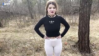 A hot chick is fucking in the forest, it's a taboo!