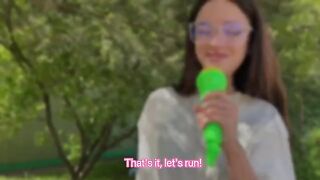 A girl was ringing the bell, but got fucked in the forest instead