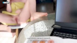 A stepmom is explaining to her stepson something about female anatomy