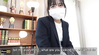 A hot gardener fucks the sexy Asian teacher in the classroom