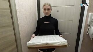 The hot delivery girl got her pussy worked after the pizza