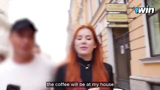 A girl in a vest meets a popular YouTuber and gets intimate