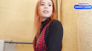 A girl in a vest meets a popular YouTuber and gets intimate