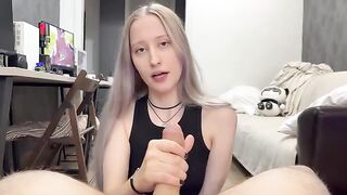 A cute silver-haired girl received a lot of cum in her pussy. Creampie POV