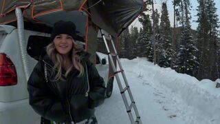 Babe fucks with stranger in her tent during camping