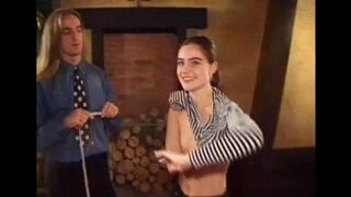A small-breasted girl with a big bush has sex