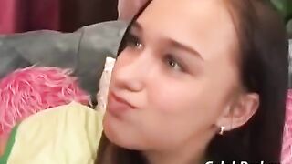 A cute baby has sex with a adult man on the couch