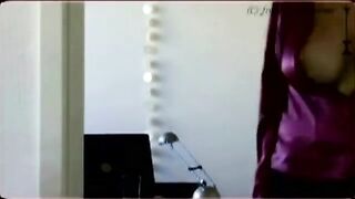 Looking at girlie stuff from behind big boobs