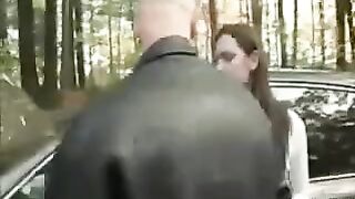 A girl was taken to the car and started to tear her clothes