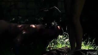 Blonde beauty got fucked outdoors by a guy in the garden