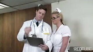 A hot doctor fucks a cute little nurse in her pussy