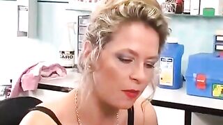 A hot girl with a pierced clitoris plays with sex toys