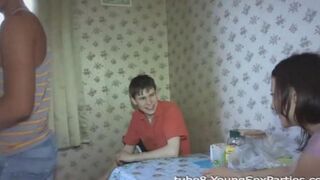 Foursome sex of two couples, amazing swingers party at someone’s home
