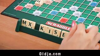 The sexy blonde girl seduced and fucked a shy old peasant